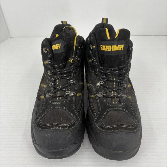 Brahma Kane Boots Mens Size 9.5 Black Leather Steel Toe Safety Work Lace Up - Picture 5 of 9